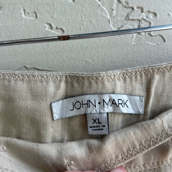 John mark NWT 100% linen wide leg crop pants XL coastal beach lightweight casual - Picture 3 of 7